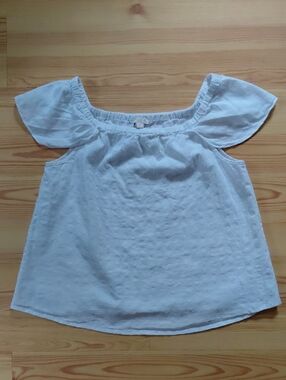 J. Crew White Textured 100% Cotton Top